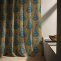 Art Nouveau Peacock Linen Curtain Panel: Vintage Blue Gold Botanical Drapes for Elegant Decor - Image 4
