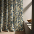 Vintage Bird Linen Curtain Panel: Blue Botanical Toile Drapes in Rustic Cottage Style - Image 5