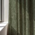 Minimal Botanical Linen Curtain Panel: Sage Green Leaf Drapes for Modern Farmhouse Decor - Image 6