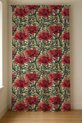 William Morris Style Linen Curtain Panel: Deep Red Floral Art Nouveau Drapes - Image 3