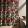 William Morris Style Linen Curtain Panel: Deep Red Floral Art Nouveau Drapes - Image 5