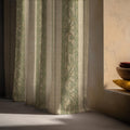 Vintage Stripe Linen Curtain Panel: Sage Green Botanical Drapes in French Country Style - Image 5