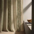 Vintage Stripe Linen Curtain Panel: Sage Green Botanical Drapes in French Country Style - Image 6