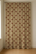 Vintage French Tile Linen Curtain Panel: Rustic Terracotta Cottage Drapes for Farmhouse Decor - Image 3