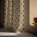 Vintage French Tile Linen Curtain Panel: Rustic Terracotta Cottage Drapes for Farmhouse Decor - Image 5