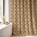 Vintage French Tile Linen Curtain Panel: Rustic Terracotta Cottage Drapes for Farmhouse Decor - Image 4