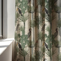 Tropical Bird Linen Curtain Panel: Jungle Botanical Drapes for Exotic Cottage Decor - Image 1